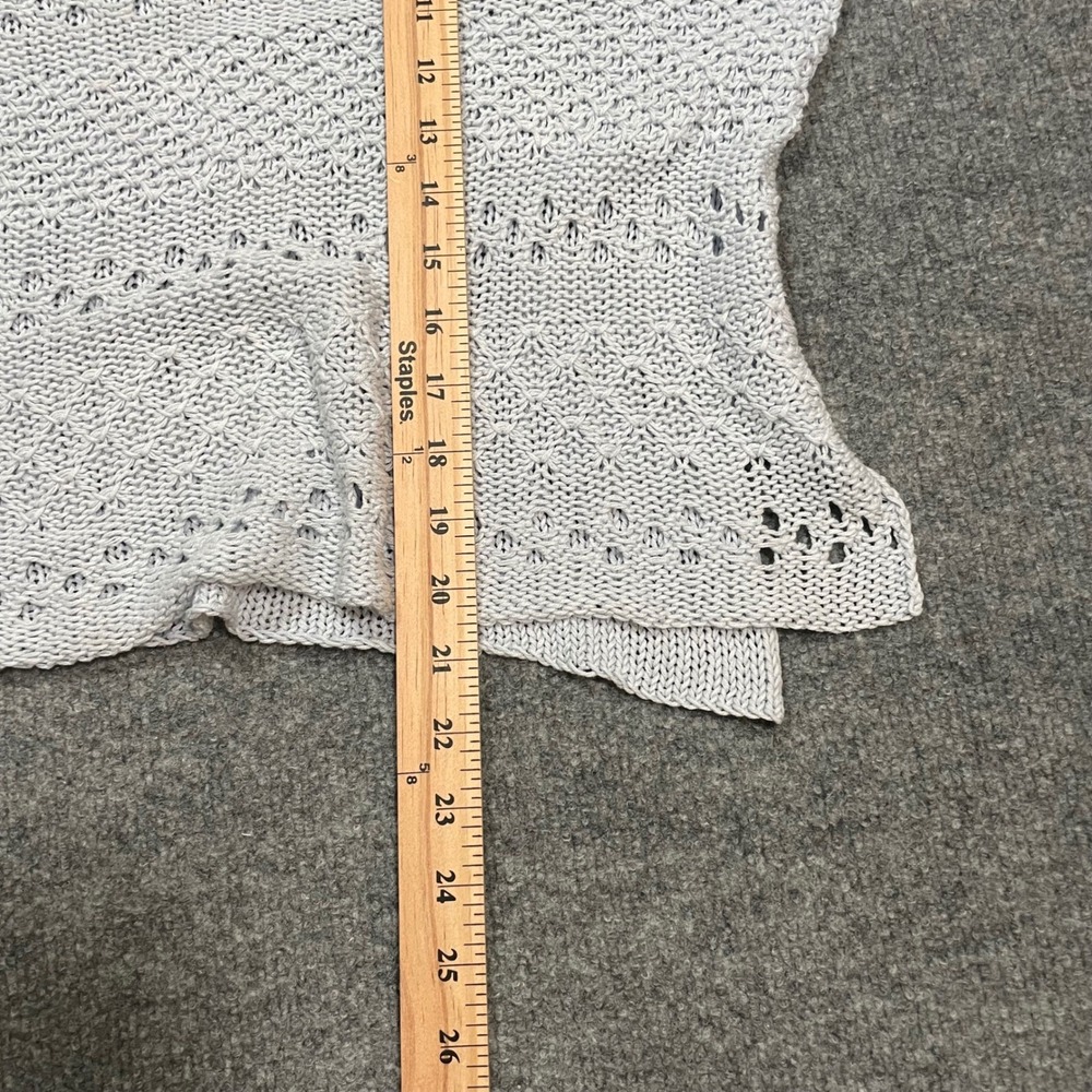 Open Knit Summer Sweater Women's S/M Lt Blue Crochet Knit Pullover Loose Weave - Picture 6 of 12